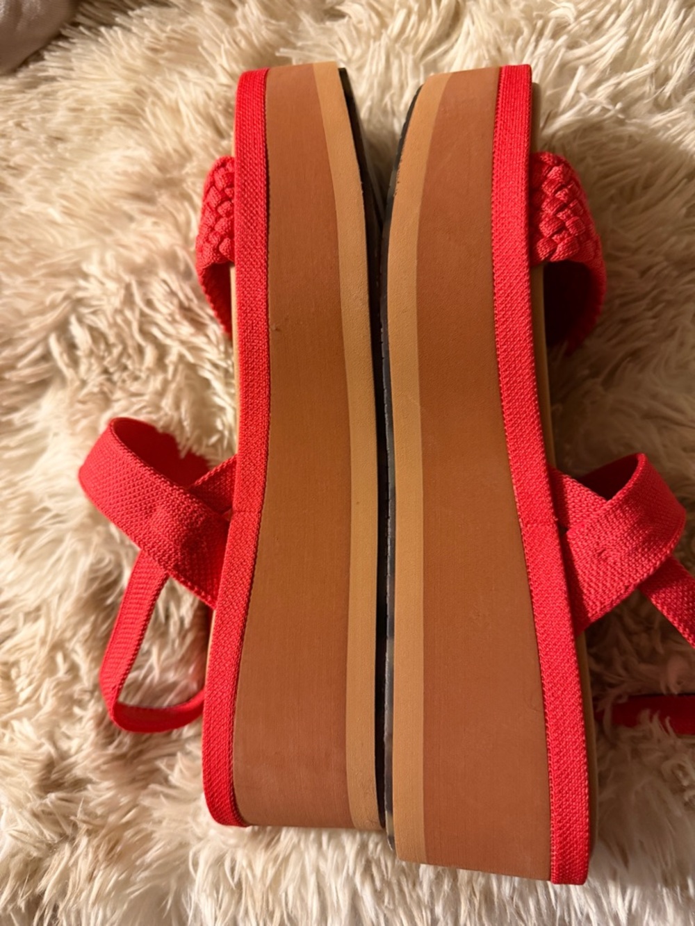 Rothy’s New Red Women's Braided Strap platform Sandals - Picture 2 of 3